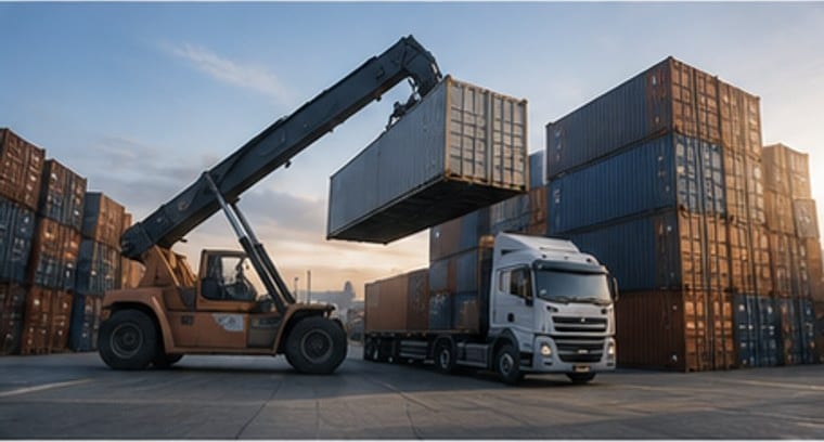 Containers being handled at an Australian port