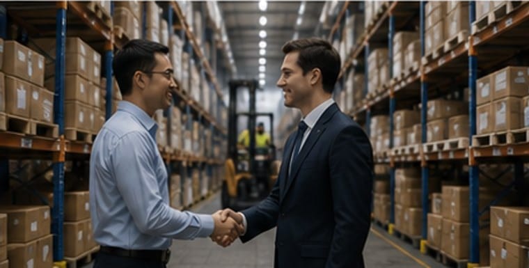 Agreeing a handover in a distribution warehouse